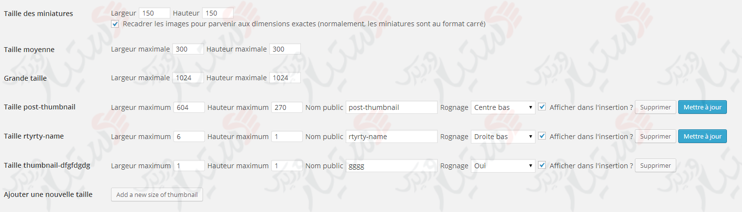 دستیار وردپرس - افزونه Simple Image Sizes