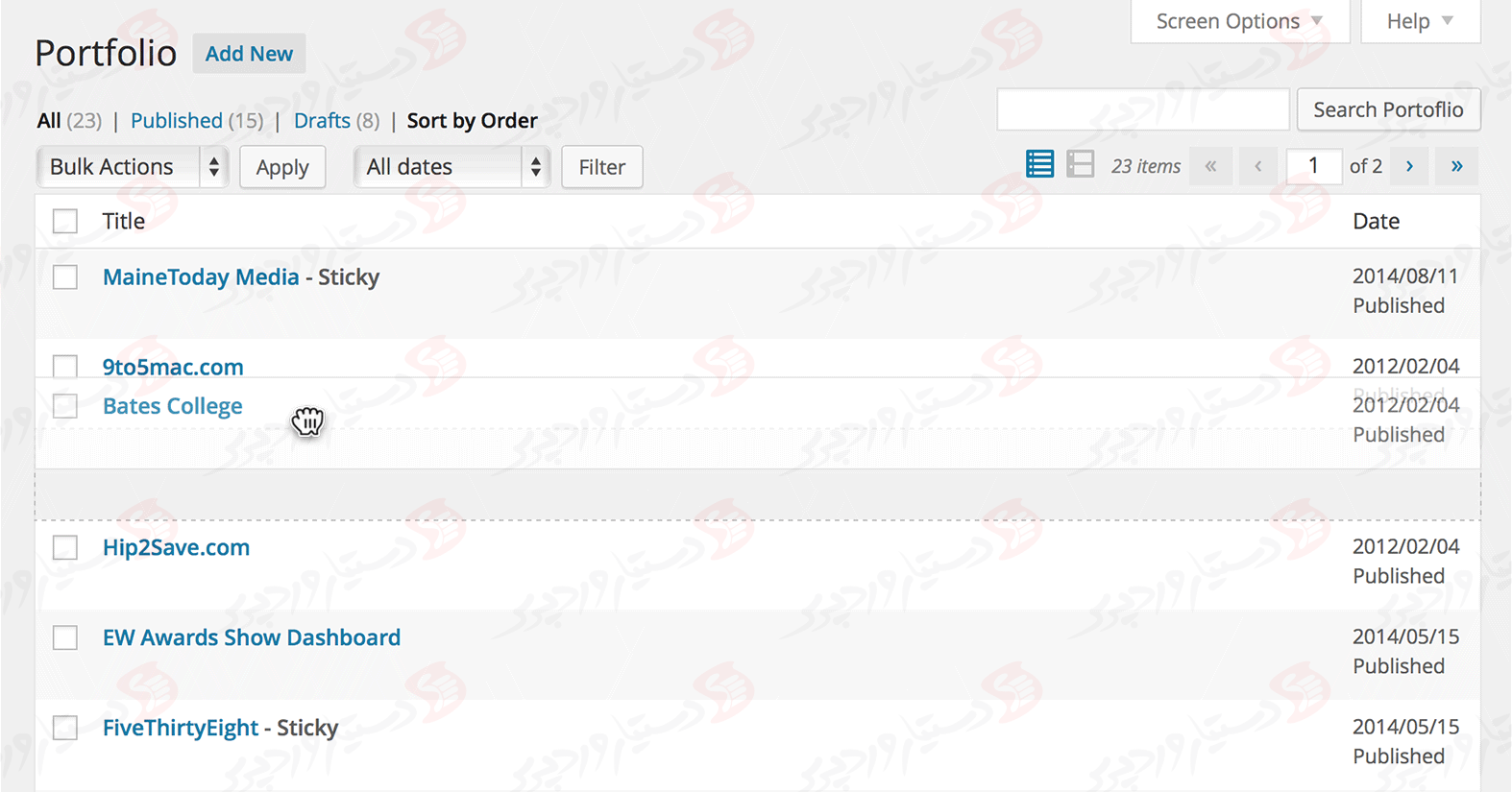 دستیار وردپرس - افزونه Simple Page Ordering