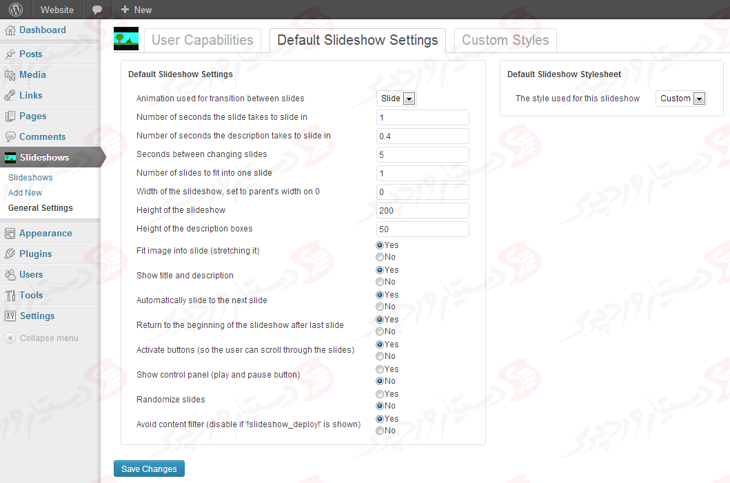 دستیار وردپرس - افزونه Slideshow