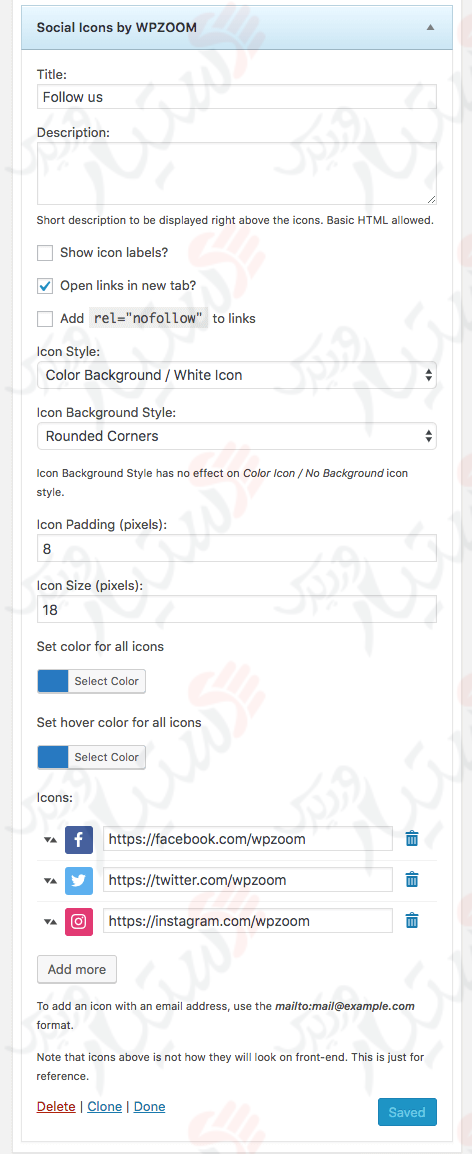 دستیار وردپرس - افزونه Social Icons Widget by WPZOOM
