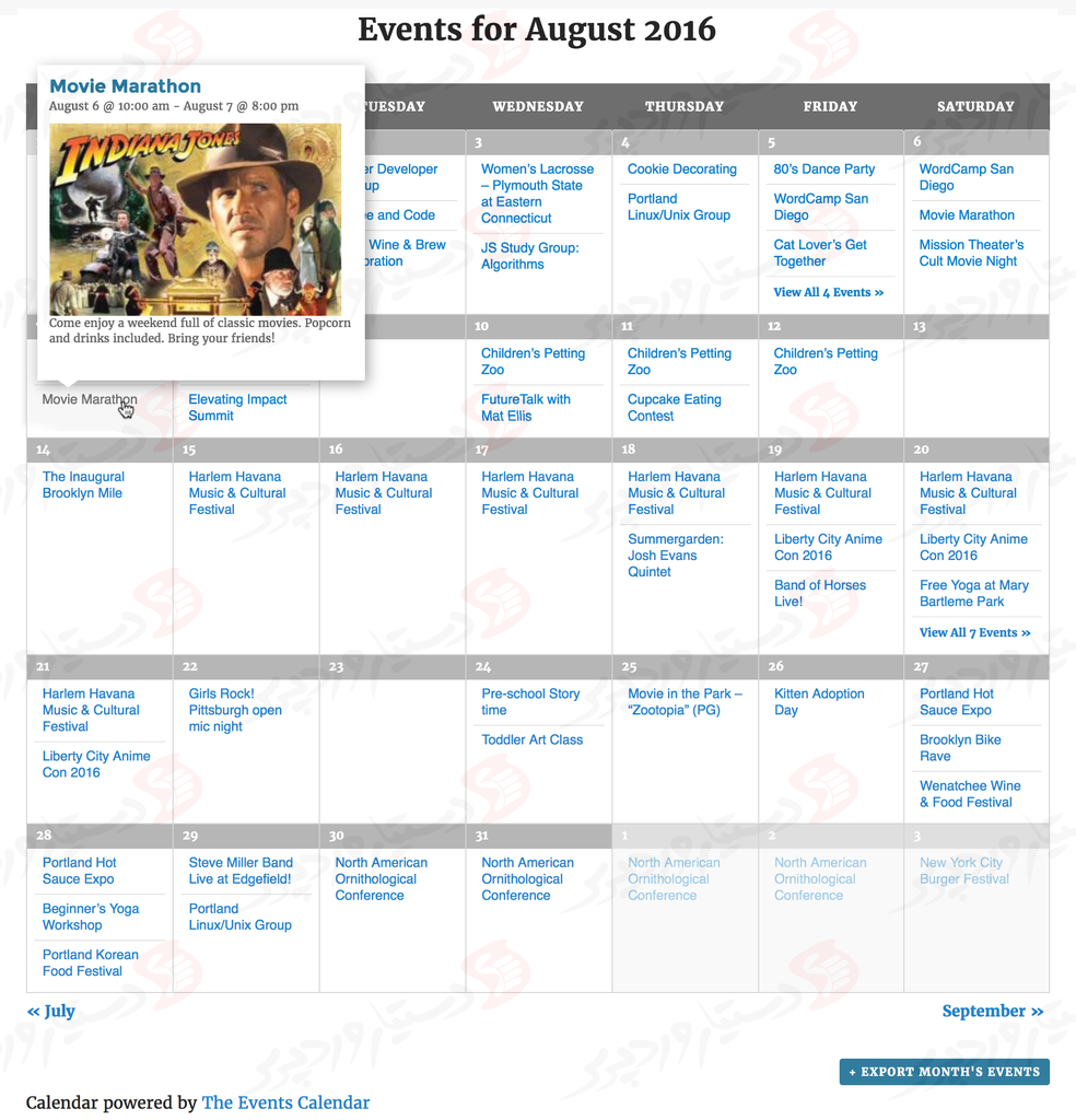 دستیار وردپرس - افزونه The Events Calendar