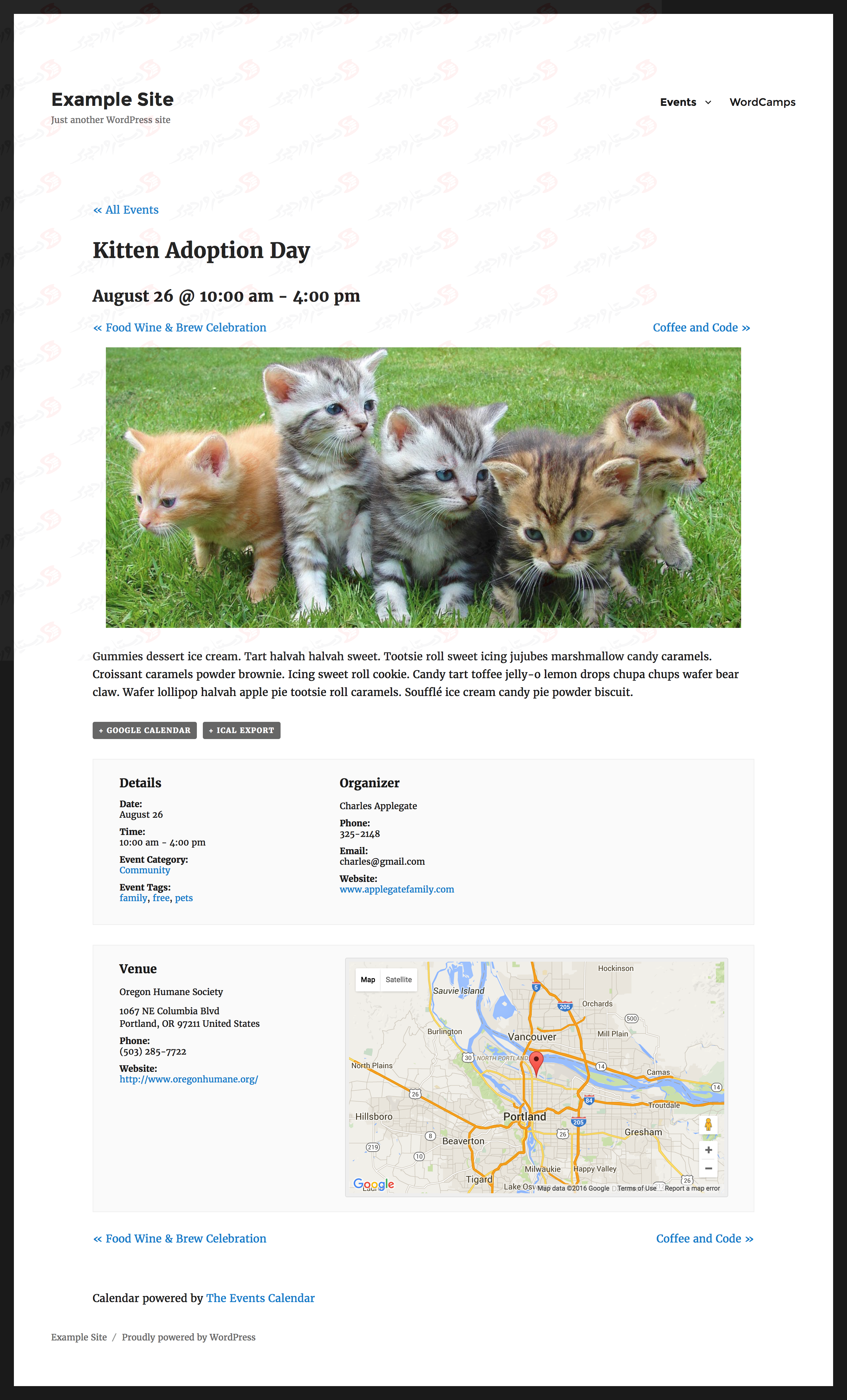 دستیار وردپرس - افزونه The Events Calendar