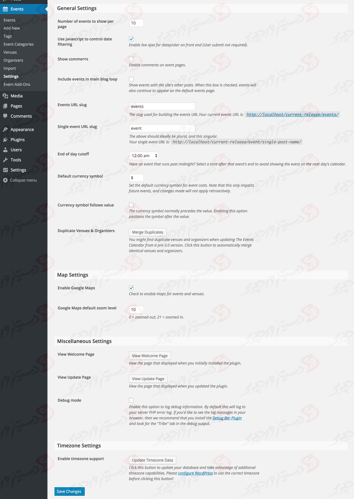 دستیار وردپرس - افزونه The Events Calendar