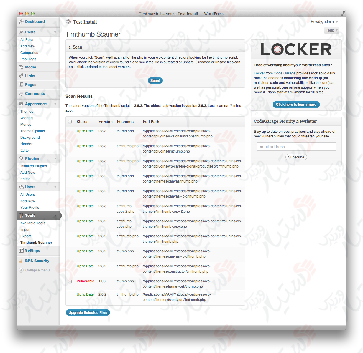 دستیار وردپرس - افزونه Timthumb Vulnerability Scanner