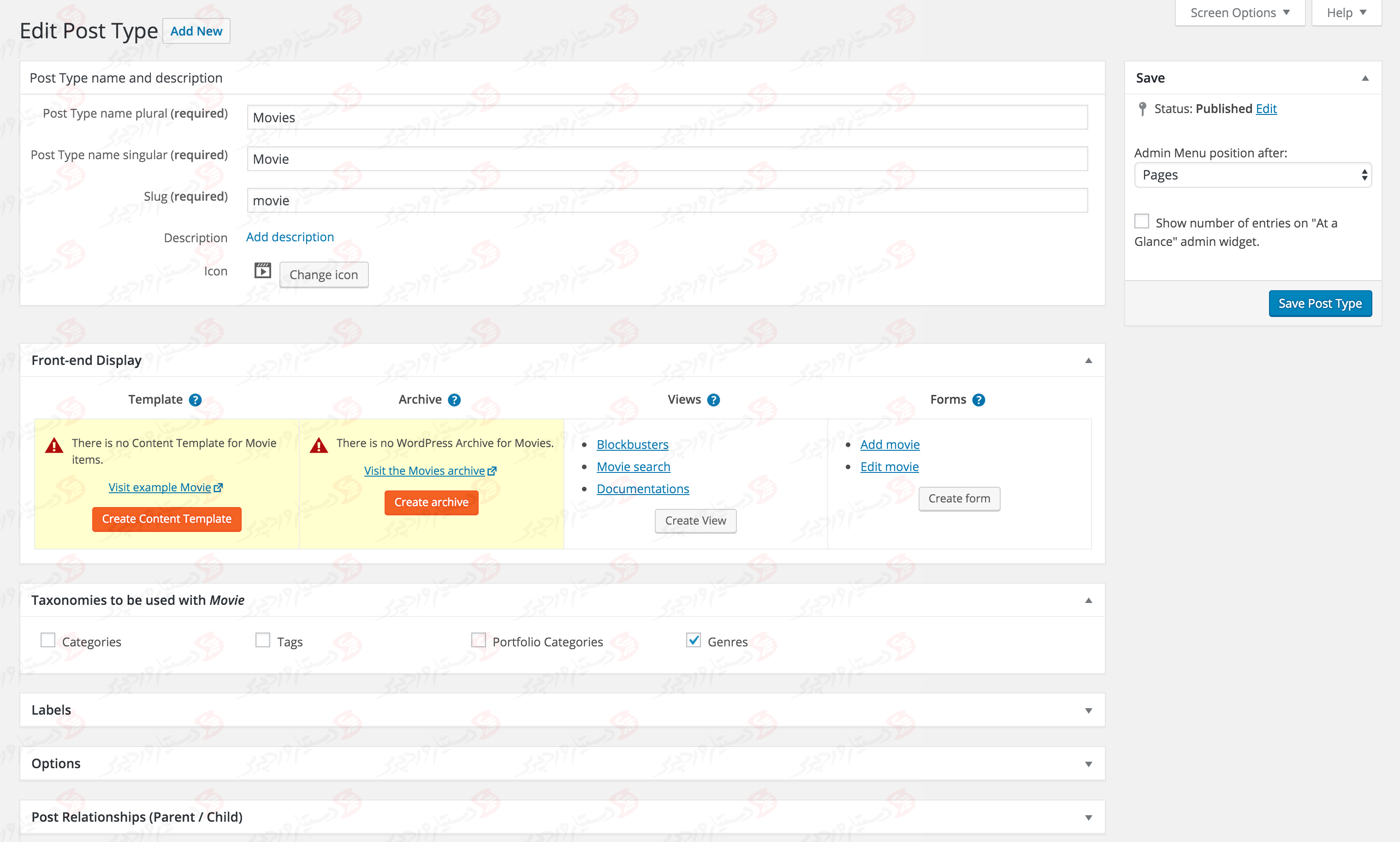 دستیار وردپرس - افزونه Toolset Types Custom Post Types, Custom Fields and Taxonomies