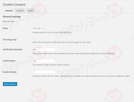 دستیار وردپرس - افزونه Cookie Consent