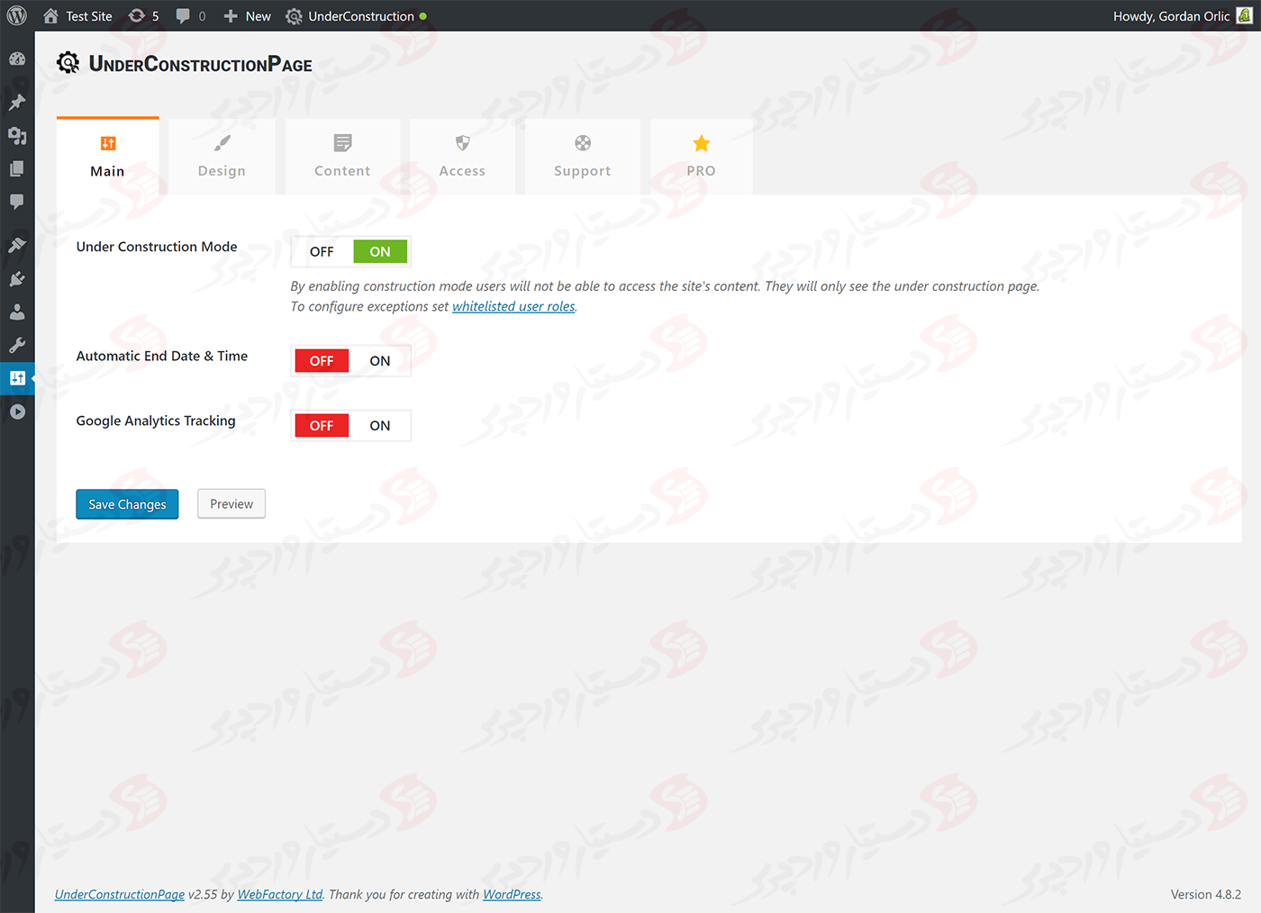 دستیار وردپرس - افزونه Under Construction