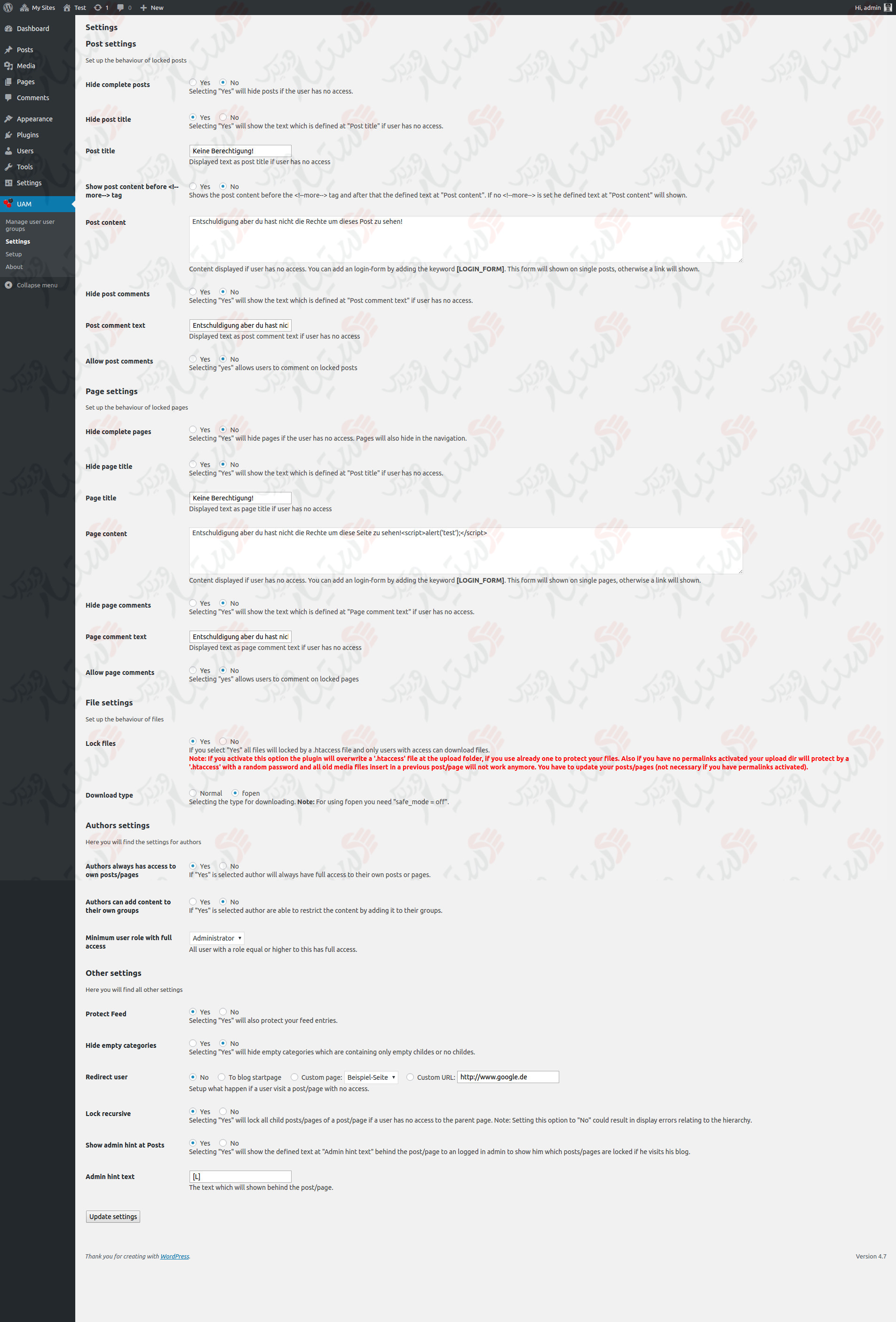 دستیار وردپرس - افزونه User Access Manager
