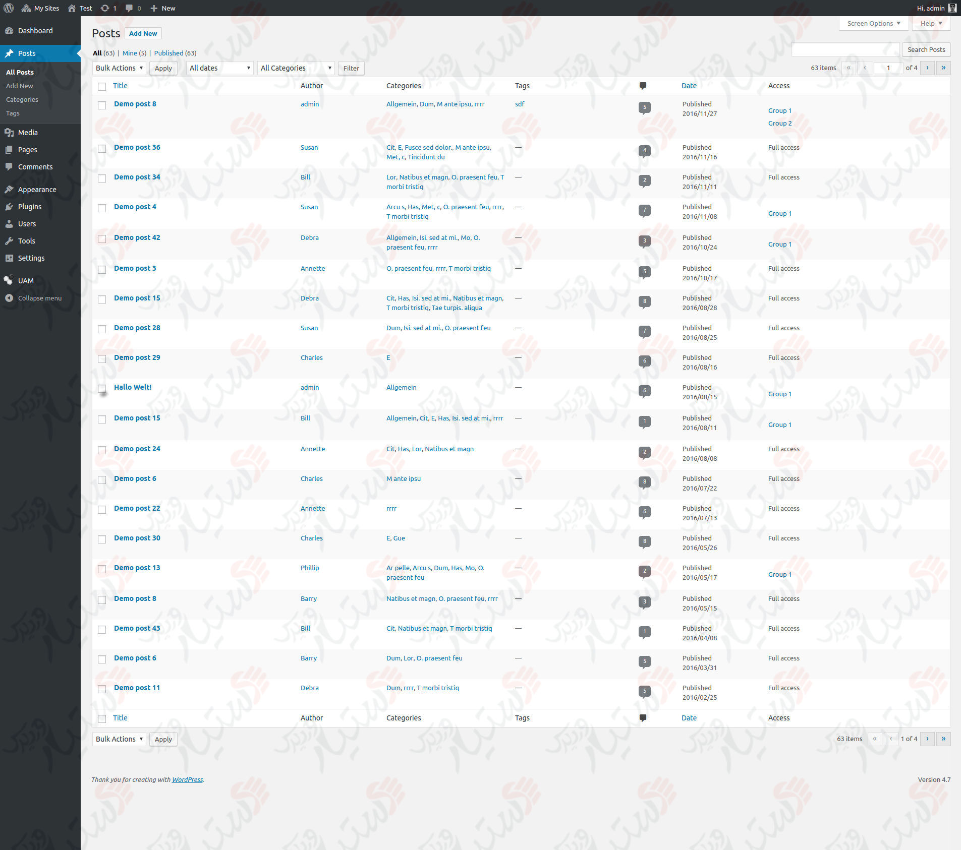 دستیار وردپرس - افزونه User Access Manager