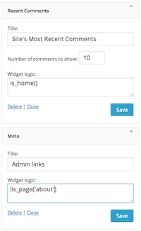 دستیار وردپرس - افزونه Widget Logic