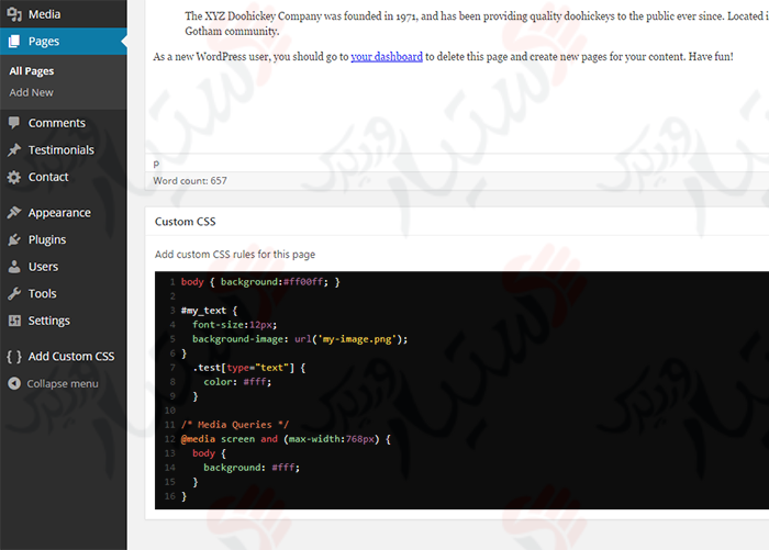 دستیار وردپرس - افزونه WP Add Custom CSS