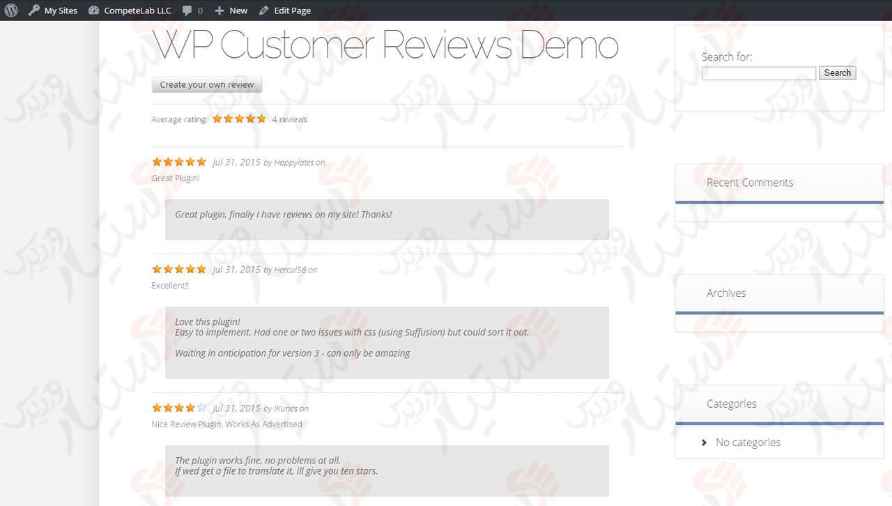 دستیار وردپرس - افزونه WP Customer Reviews