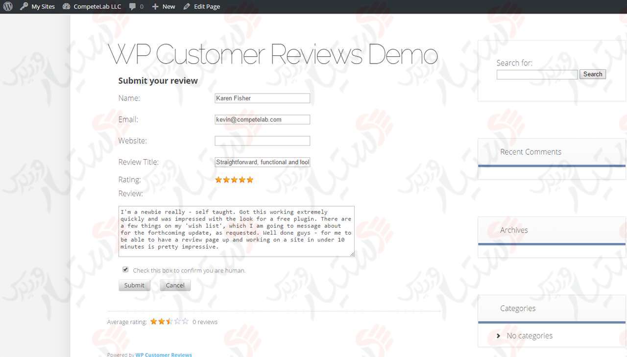 دستیار وردپرس - افزونه WP Customer Reviews