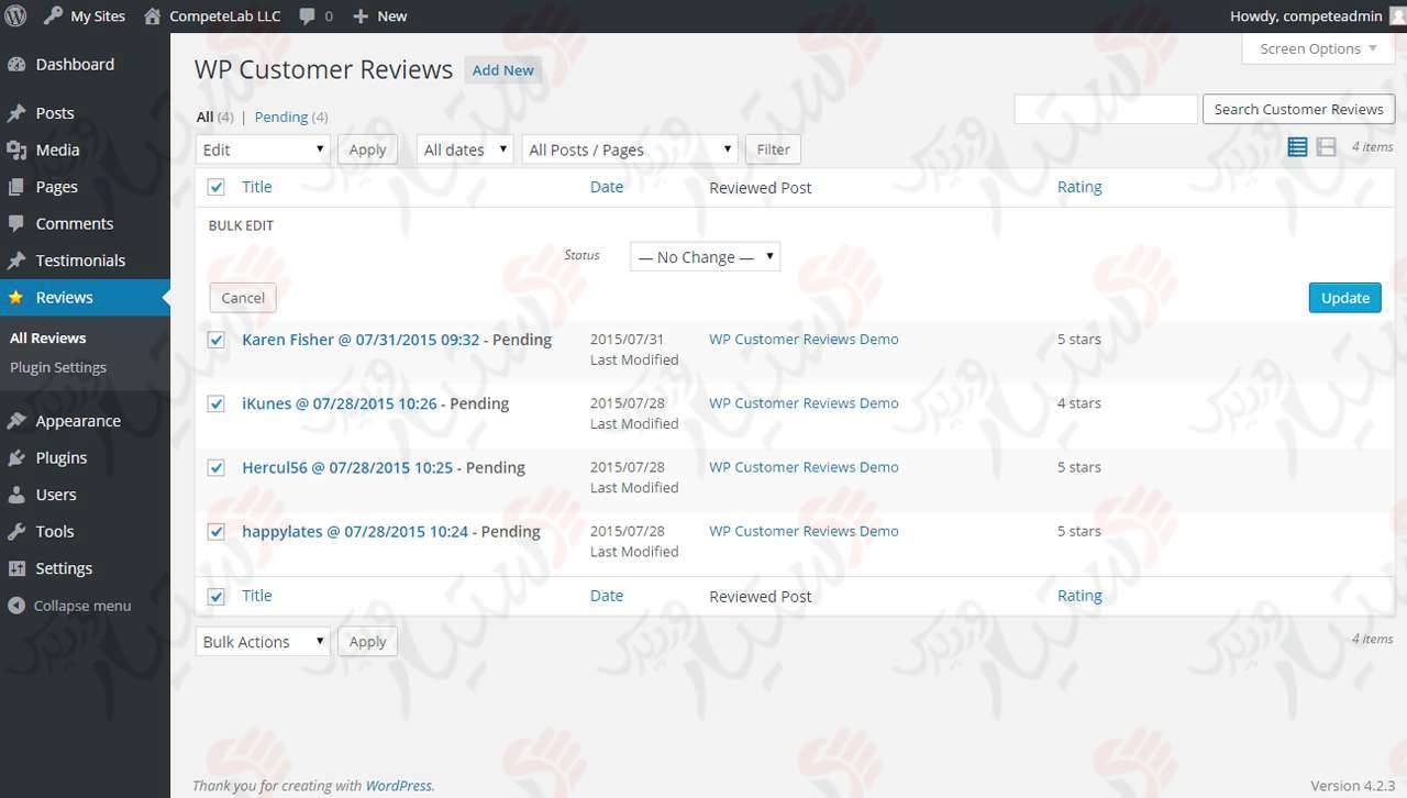 دستیار وردپرس - افزونه WP Customer Reviews