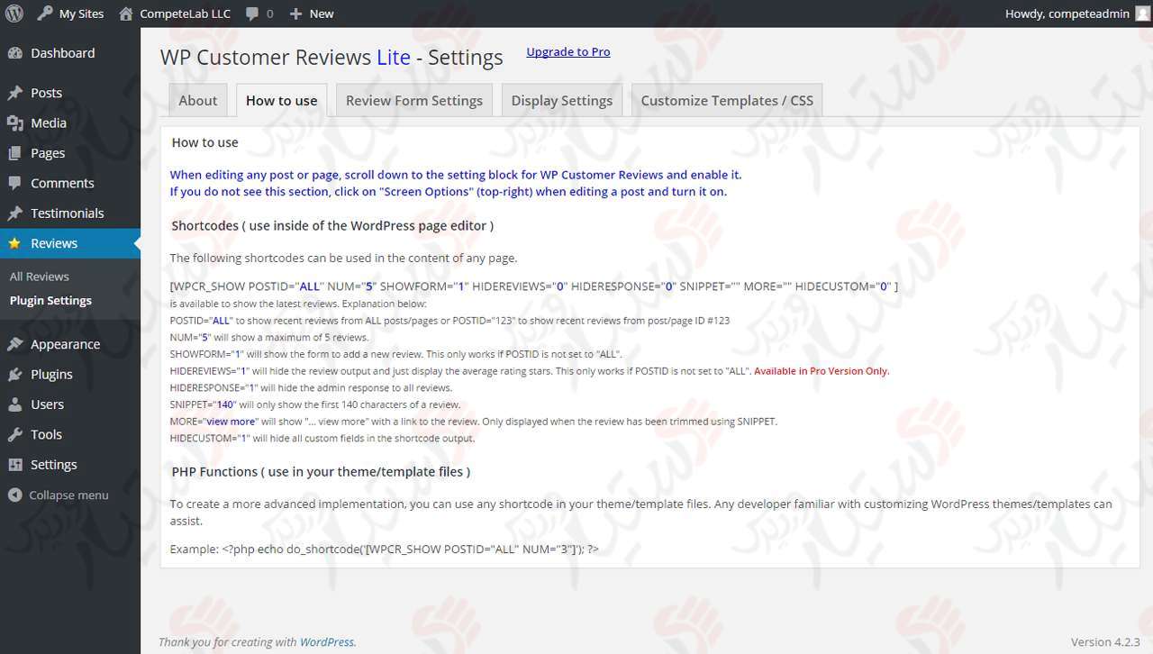 دستیار وردپرس - افزونه WP Customer Reviews
