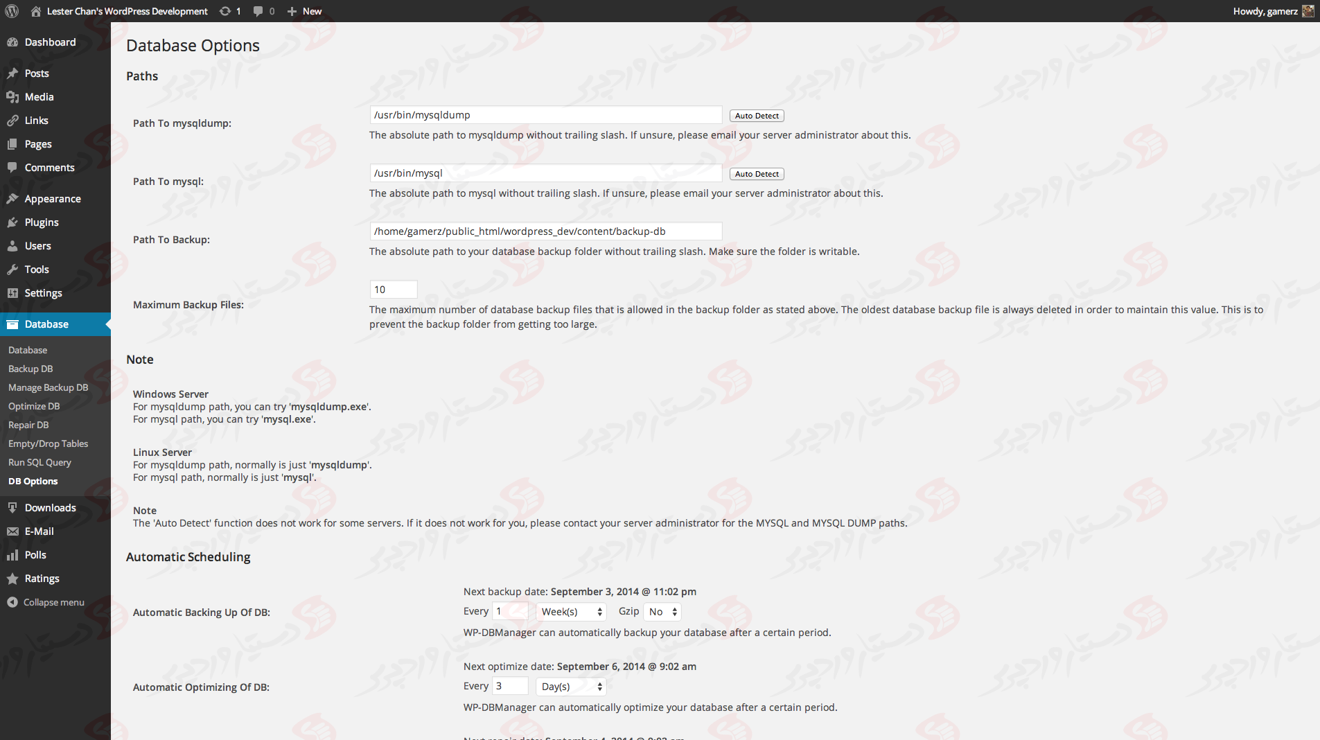 دستیار وردپرس - افزونه WP-DBManager