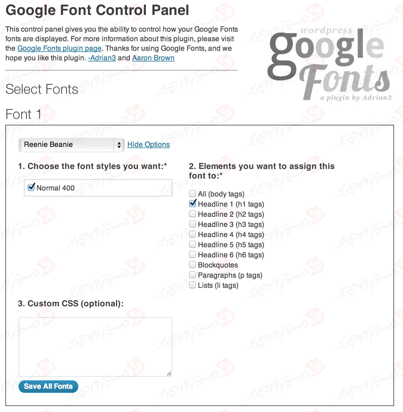 دستیار وردپرس - افزونه WP Google Fonts