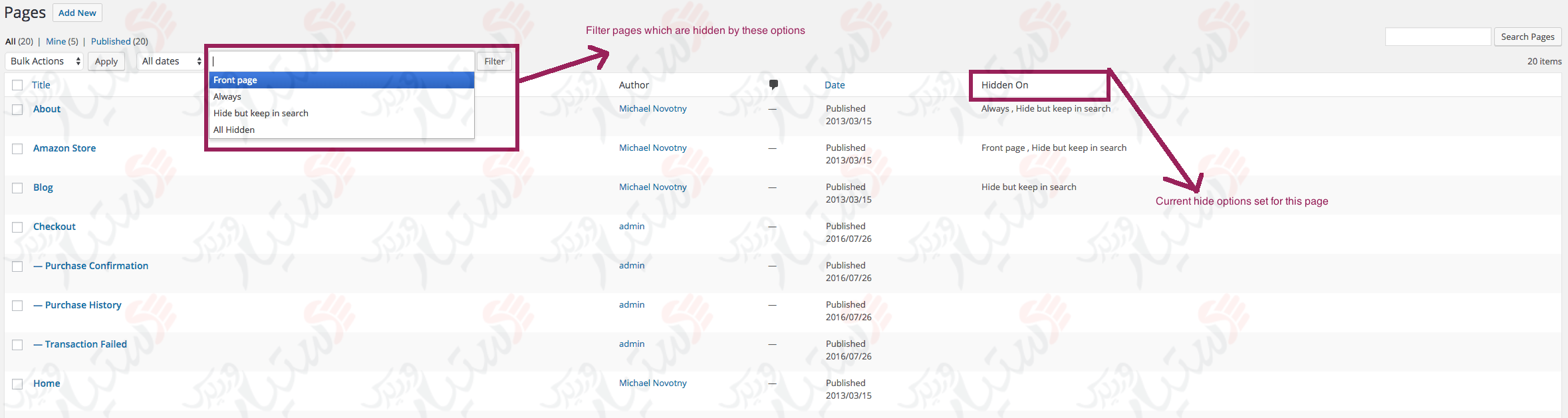 دستیار وردپرس - افزونه WP Hide Post