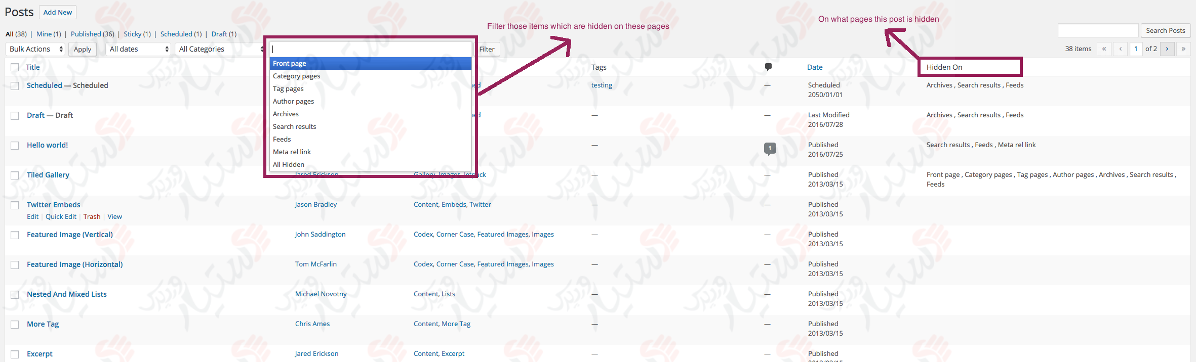 دستیار وردپرس - افزونه WP Hide Post