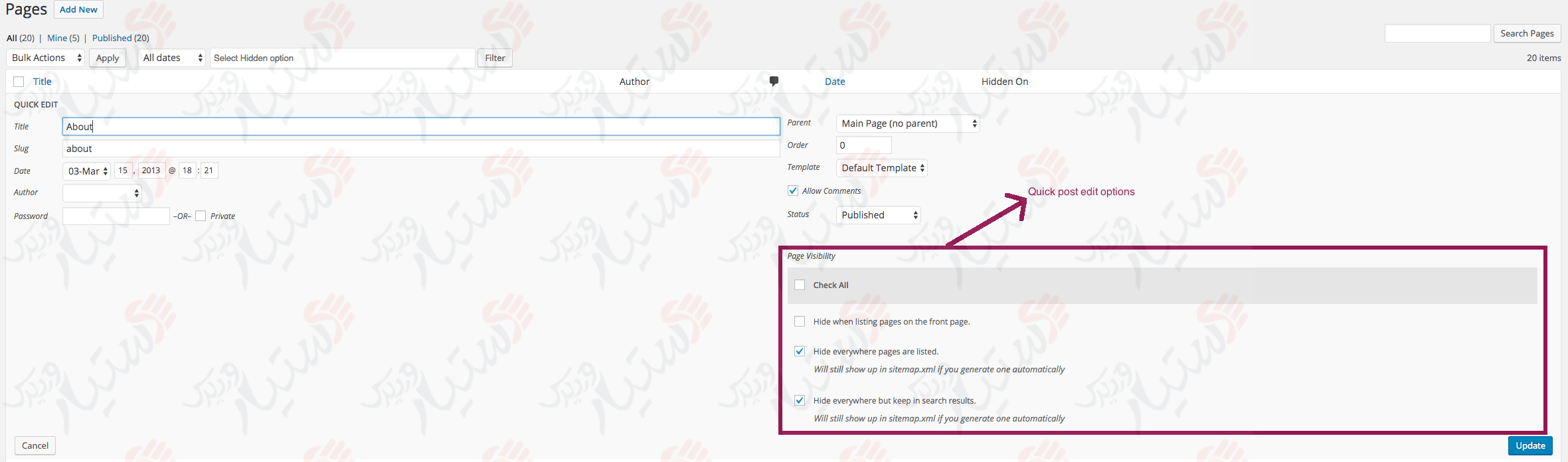 دستیار وردپرس - افزونه WP Hide Post