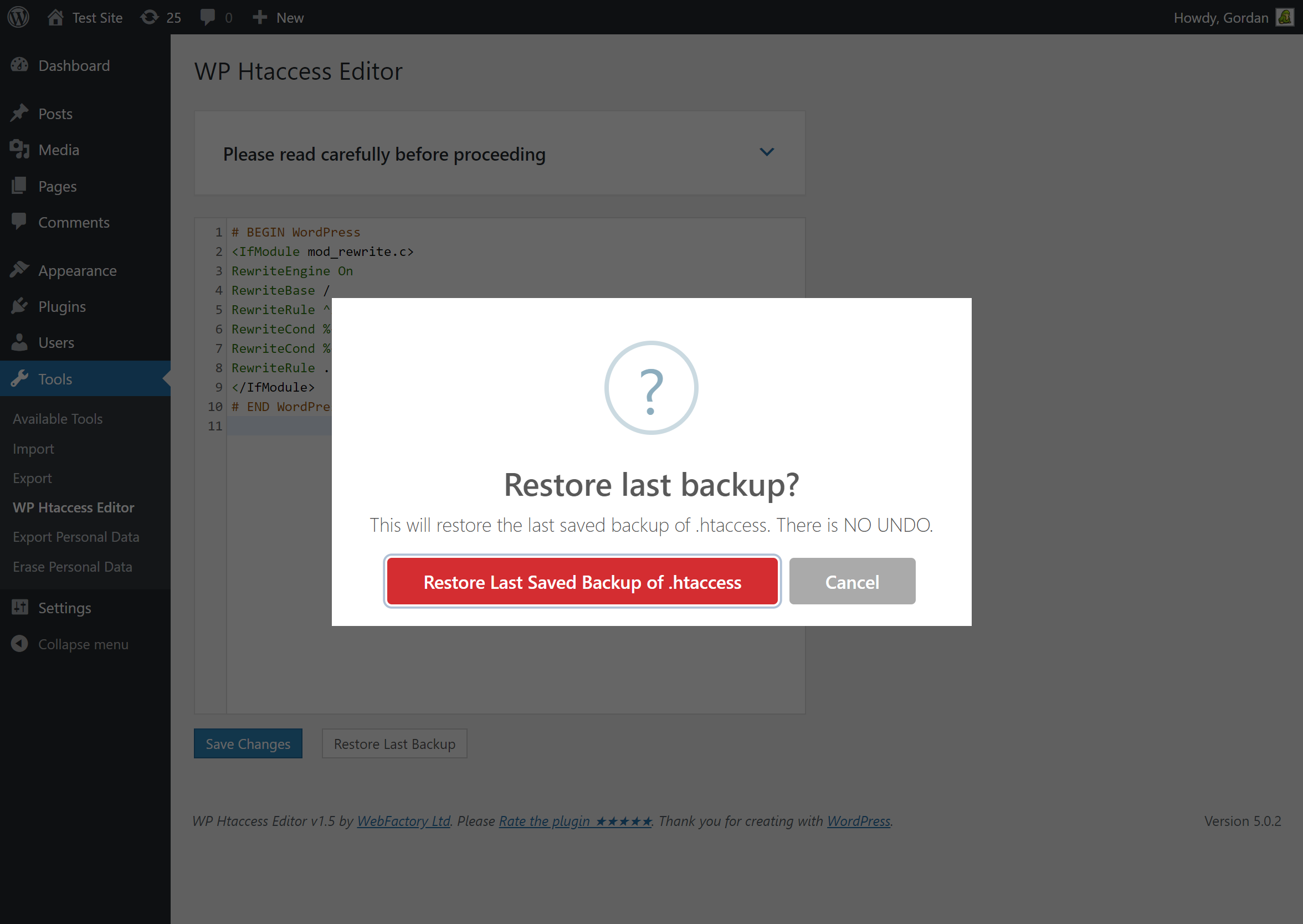 دستیار وردپرس - افزونه Htaccess Editor Safely Edit Htaccess File