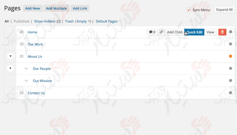 دستیار وردپرس - افزونه Nested Pages