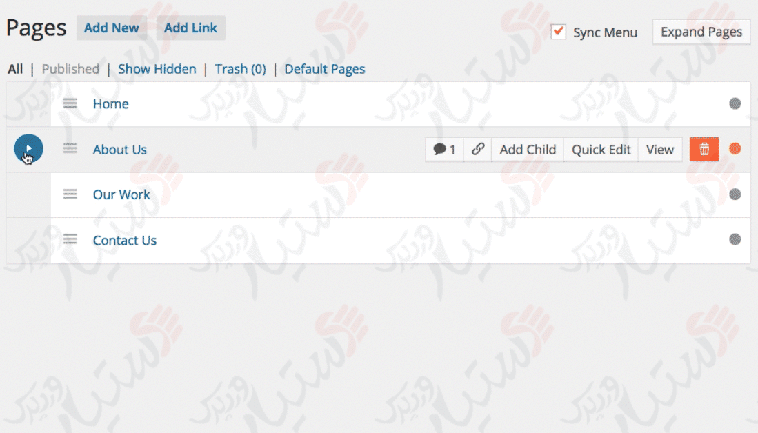 دستیار وردپرس - افزونه Nested Pages