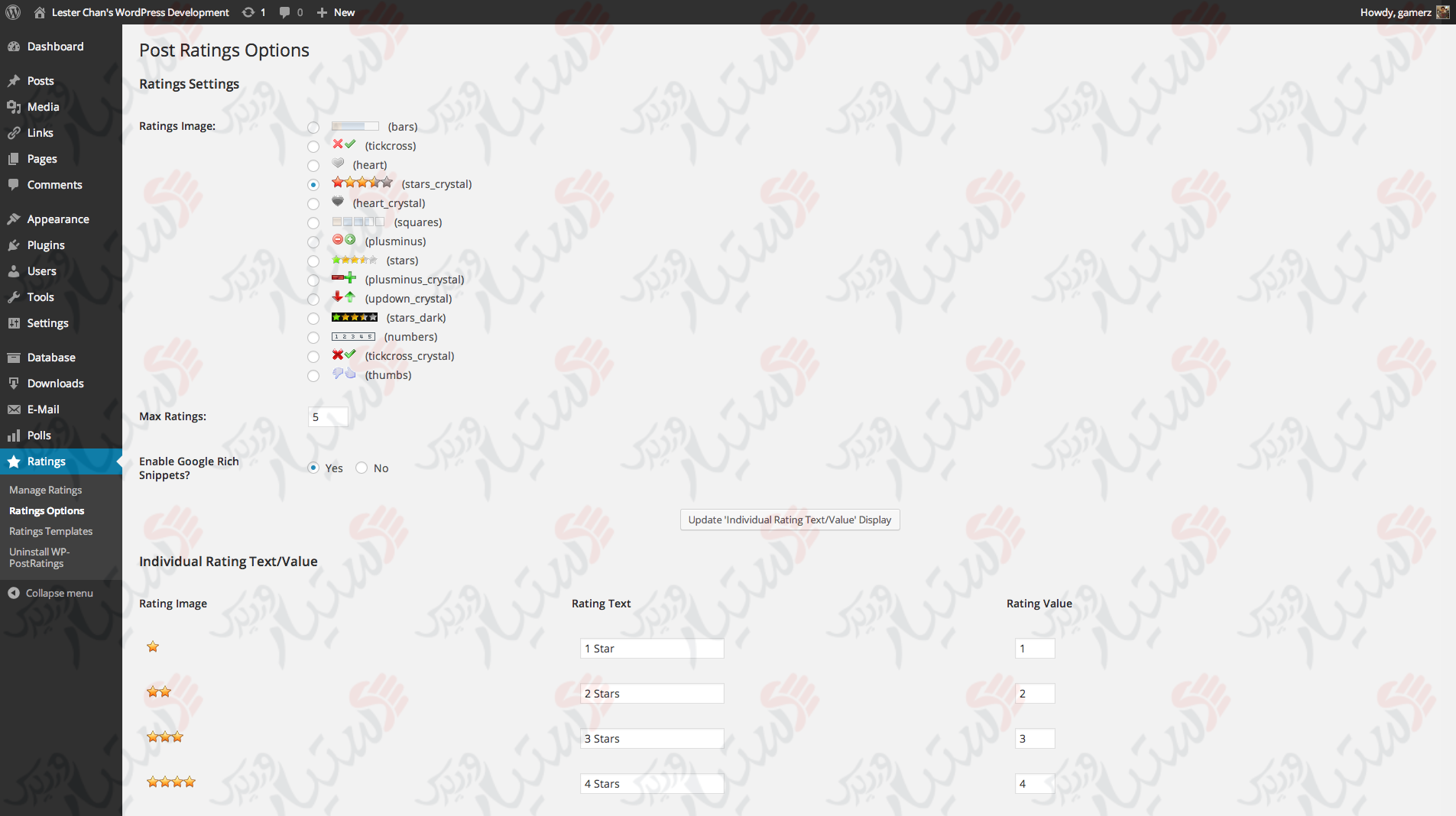 دستیار وردپرس - افزونه WP-PostRatings
