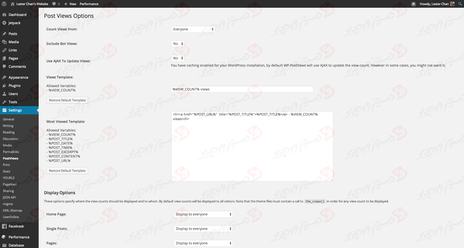 دستیار وردپرس - افزونه WP-PostViews