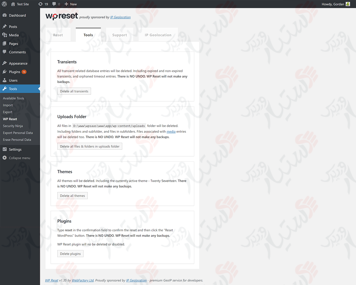 دستیار وردپرس - افزونه WP Reset Best WordPress Reset Plugin