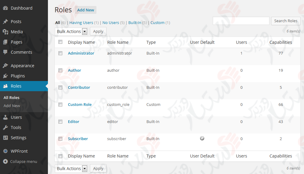 دستیار وردپرس - افزونه WPFront User Role Editor