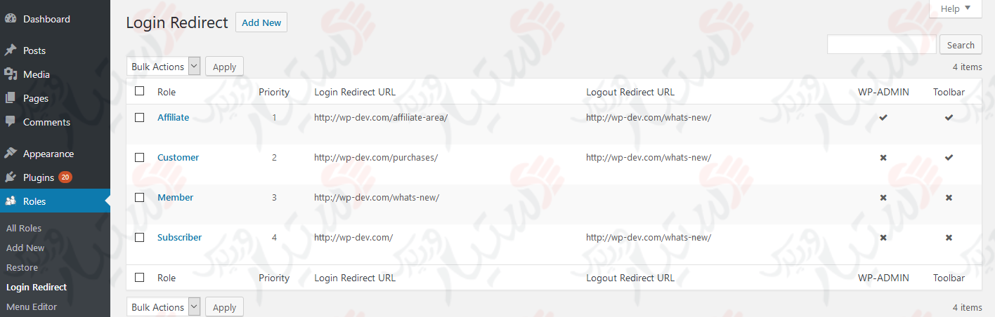 دستیار وردپرس - افزونه WPFront User Role Editor