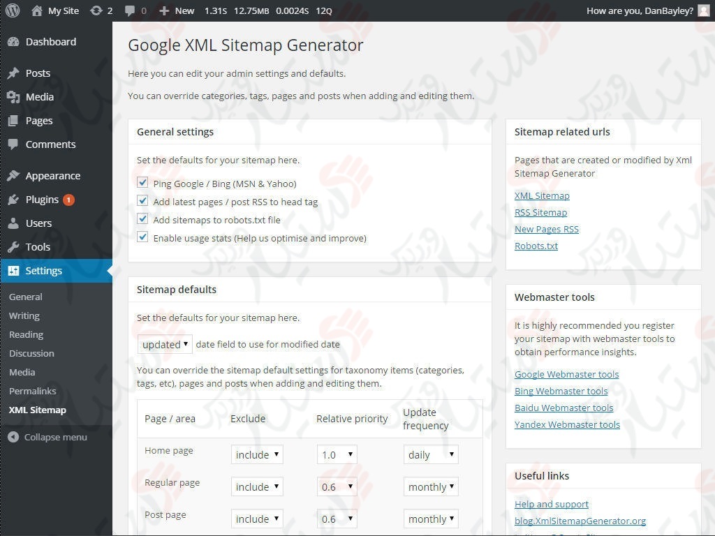 دستیار وردپرس - افزونه Google XML Sitemap Generator