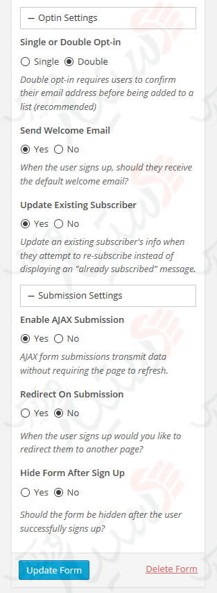 دستیار وردپرس - افزونه Easy Forms for MailChimp