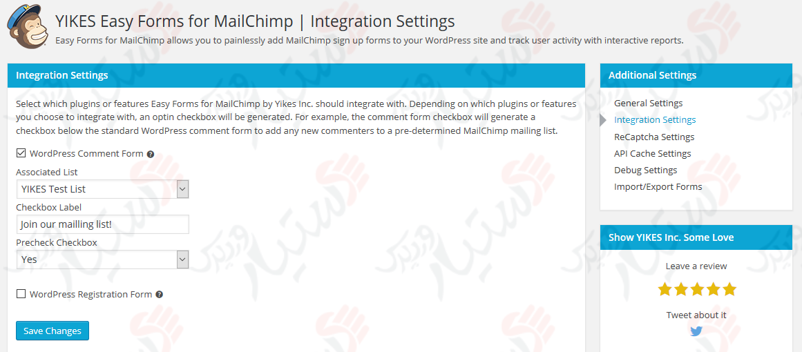 دستیار وردپرس - افزونه Easy Forms for MailChimp