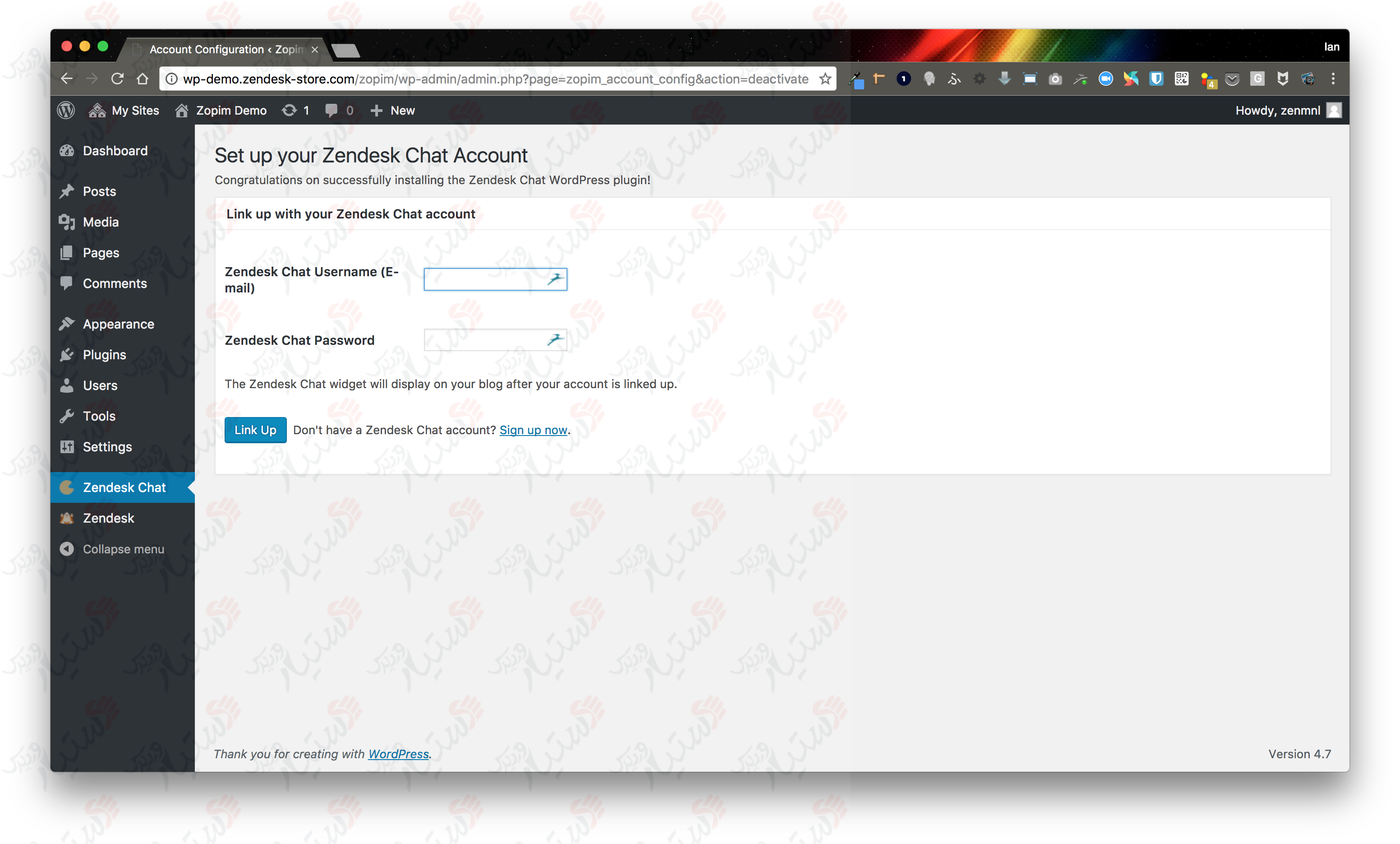 دستیار وردپرس - افزونه Zendesk Chat